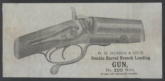 AOP India vintage advertisement poster for RODDA & CO. GUN 