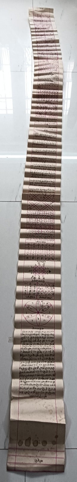 India vintage hand drawn handwritten Hindu horoscope scroll 6 x 80 inches