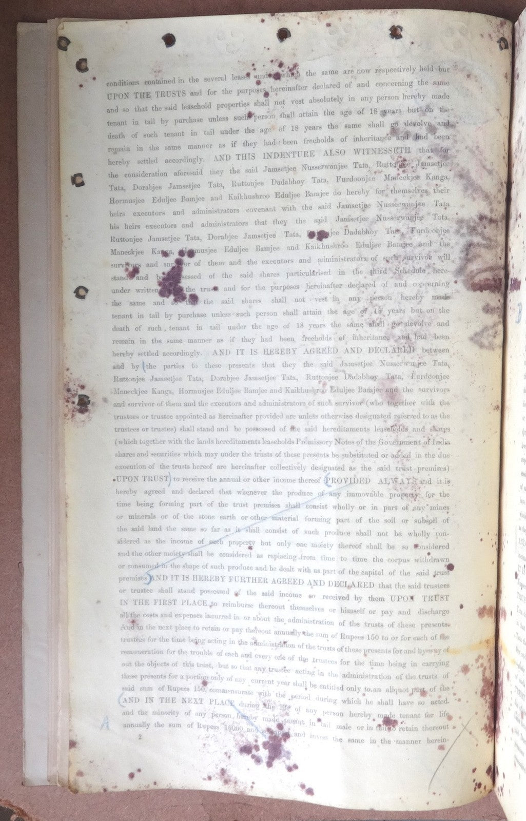 India 1887 Indenture signed Jamshetji, Dorabji, Ratanji & Sir Ratan TATA