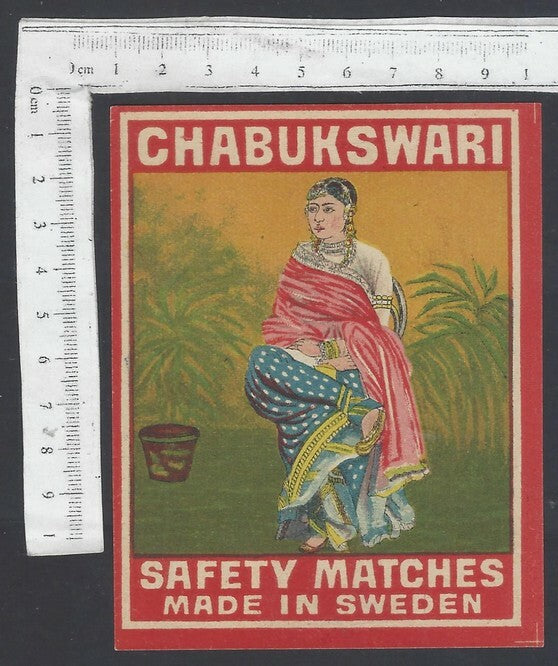 AOP India vintage packet size label Chabukswari Made in Sweden