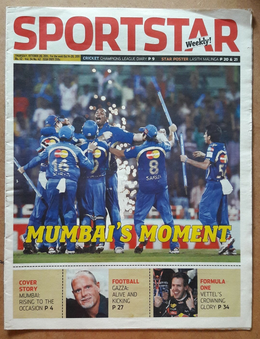 India Sportstar 2009-11 CRICKET cover issues 10” X 13” (5)