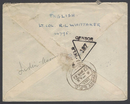 AOP India WW2 1944 On Active Service cover FPO 449 & Unit Censor X 181