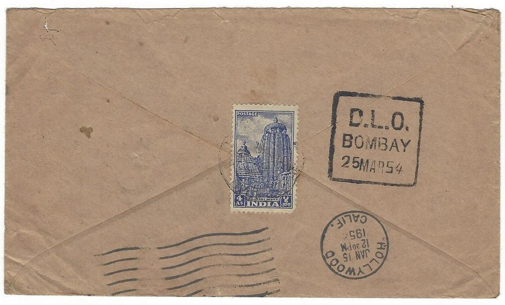 USA 1953 cover & letter to Barbara Hale from India various UNCLAIMED cachets