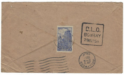 USA 1953 cover & letter to Barbara Hale from India various UNCLAIMED cachets