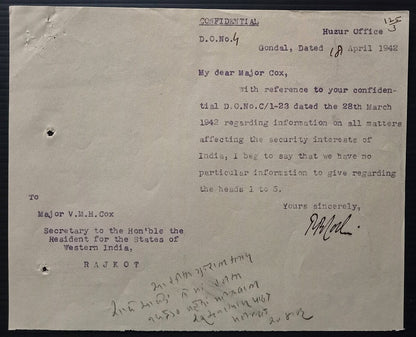 India WW2 1942 Questionnaire re: ILL INTENTIONED ALIENS 5TH COLUMNISTS