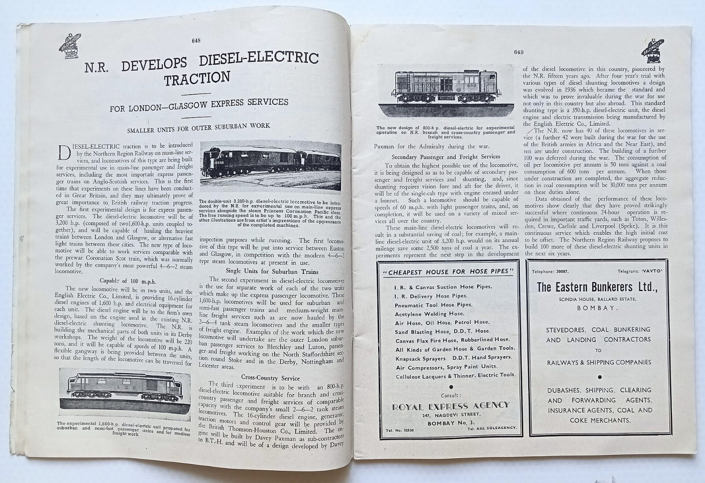 BB&CI RAILWAY MAGAZINE Nov 1948 issue - Bombay, Baroda & Central India Railway
