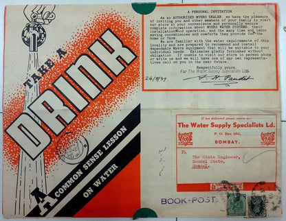 India 1939 advertisement brochure for MYER PUMPS by Water Supply Ltd Bombay