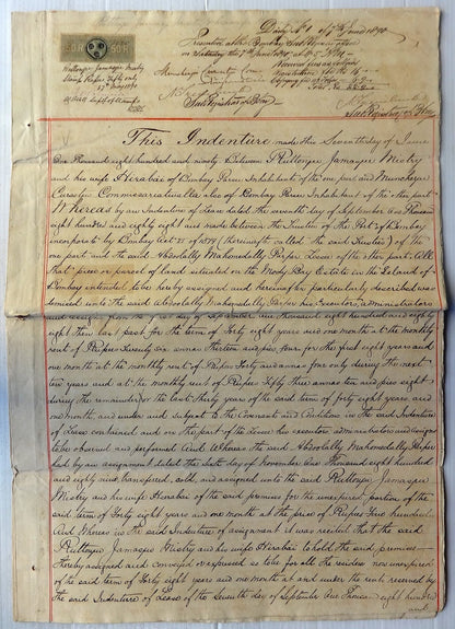 India 1890 Indenture Port of Bombay with QV 1867 50R revenue stamp