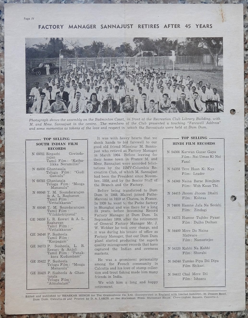 India THE VOICE April 1964 HMV Magazine - Nepali Singer DILMAYA