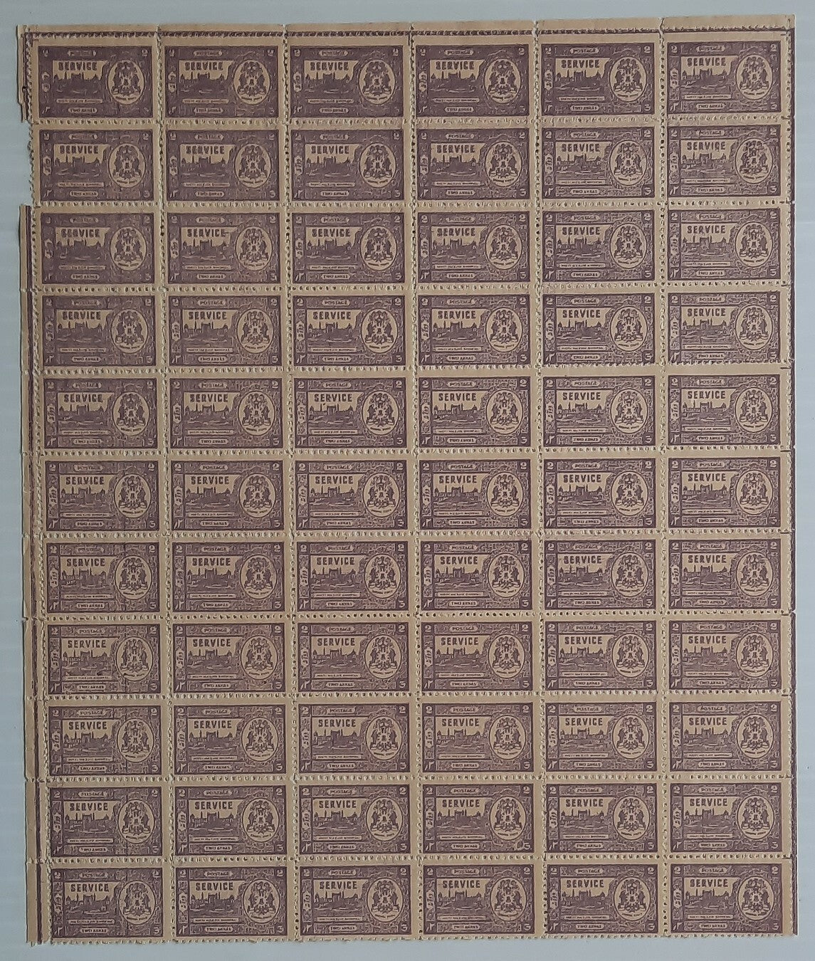 India Bhopal State 1944-47 2a mauve block of 66 MNH SG 33 £924