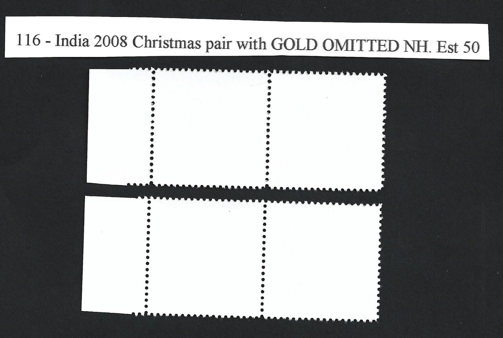 India 2008 Christmas se-tenant pair with GOLD OMITTED ERROR MNH