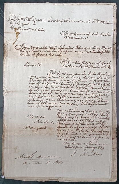 India King George IV 1828 Fort William, Calcutta 6 page document