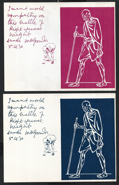 India vintage cards - I want world sympathy Mahatma Gandhi (2)