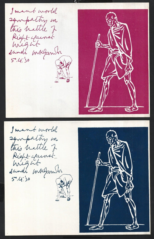 India vintage cards - I want world sympathy Mahatma Gandhi (2)