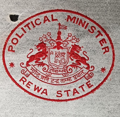 India 1942 crested letter POLITICAL MINISTER / REWA STATE signed