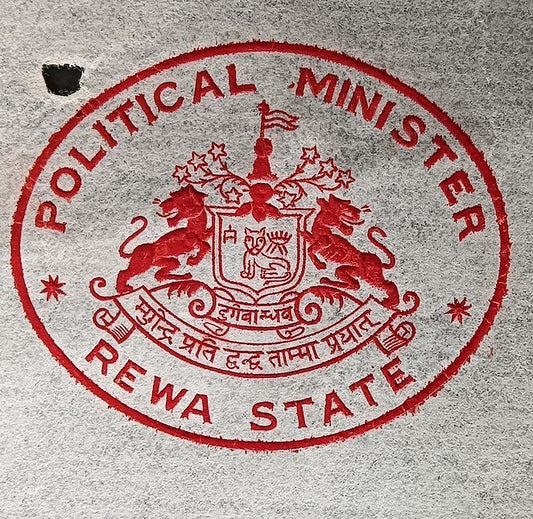 India 1942 crested letter POLITICAL MINISTER / REWA STATE signed