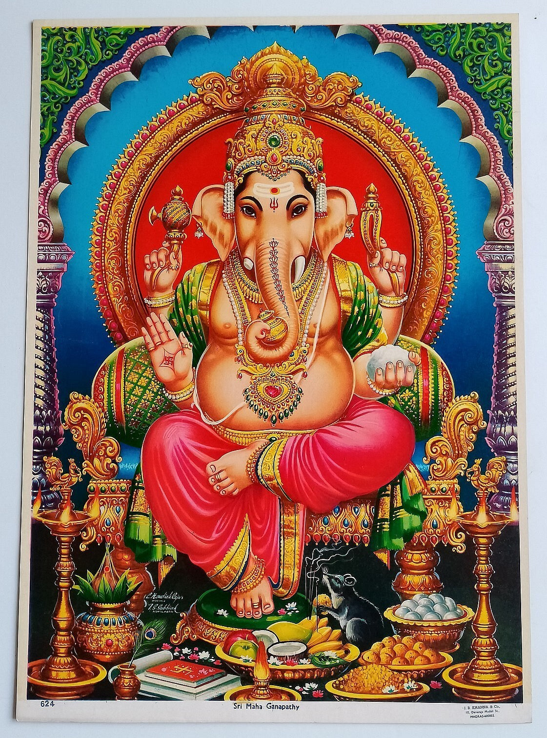 AOP India vintage poster SRI MAHA GANAPATHY 13x19 inches R