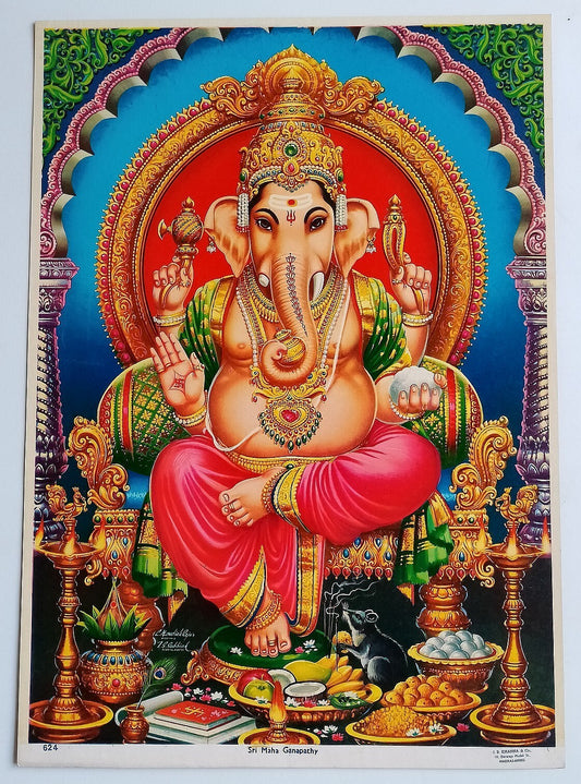 AOP India vintage poster SRI MAHA GANAPATHY 13x19 inches R