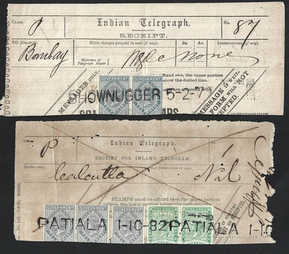 India collection of town postmarks on QV-KEdVII telegraph receipts (14)