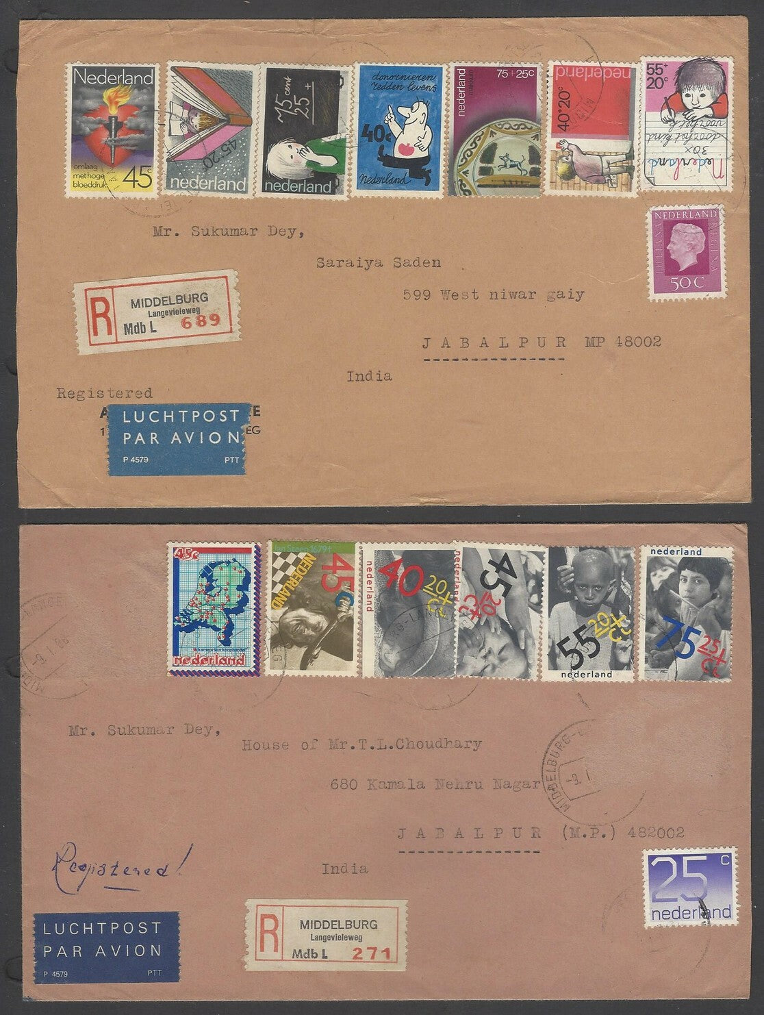 AOP Netherlands multi franked covers to India (9)