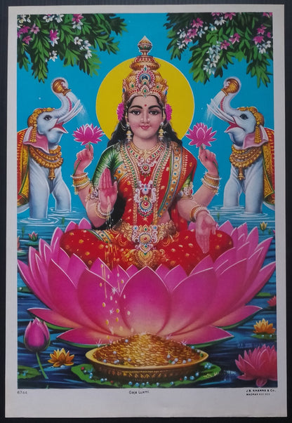 (AOP) India vintage poster GAJA LAXMI by J.B. Khanna 14x9inches