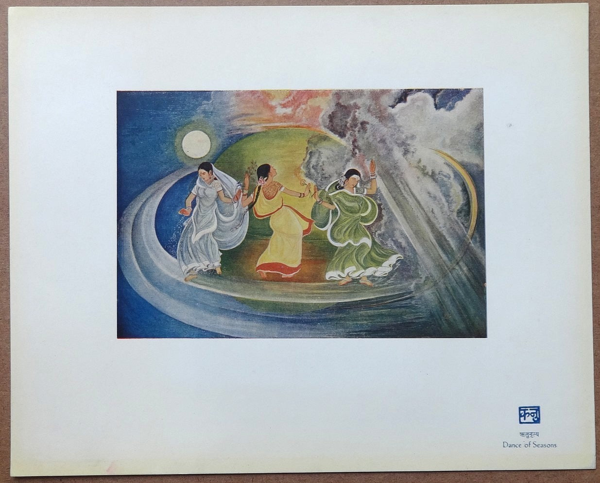 Dance of Seasons by Kanu Desai vintage Art Print India