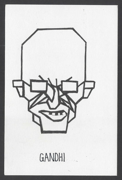 India Gandhi hand drawn postcard GANDHI