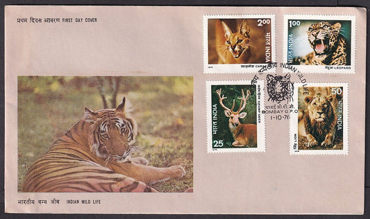 India 1976 Wild Life set of 4 on FDC