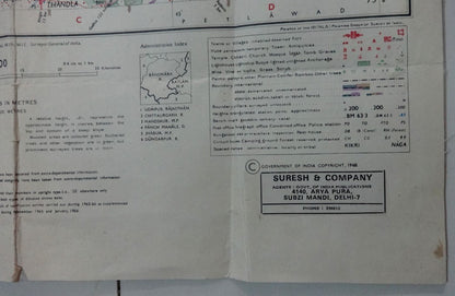 India 1968 canvas backed (1937 survey) detailed map of Banswara 18” x 35”