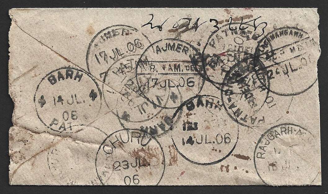 India KEdVII 1906 much travelled cover