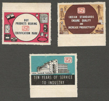 AOP India ISI certification publicity / awareness labels MNH (3)