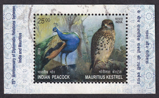 India 2023 25R Birds MS miniature sheet postally used