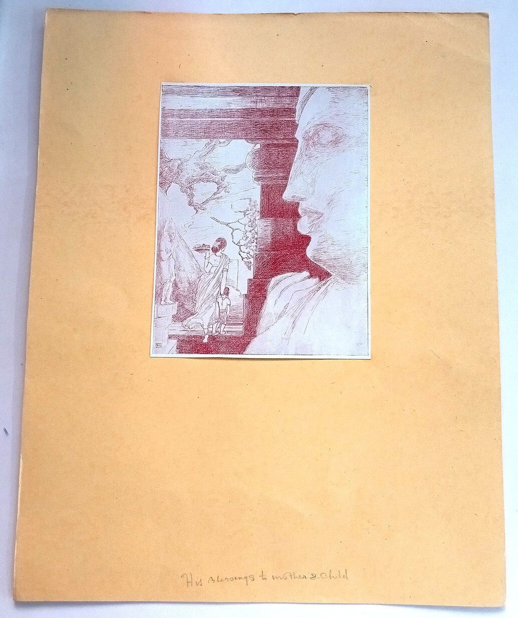 AOP KANU DESAI vintage print India - HIS BLESSNGS TO MOTHER & CHILD