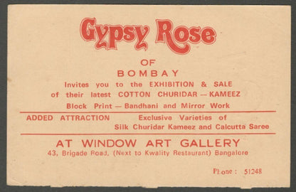 AOP India postal card with WINDOW ART GALLERY advertisement
