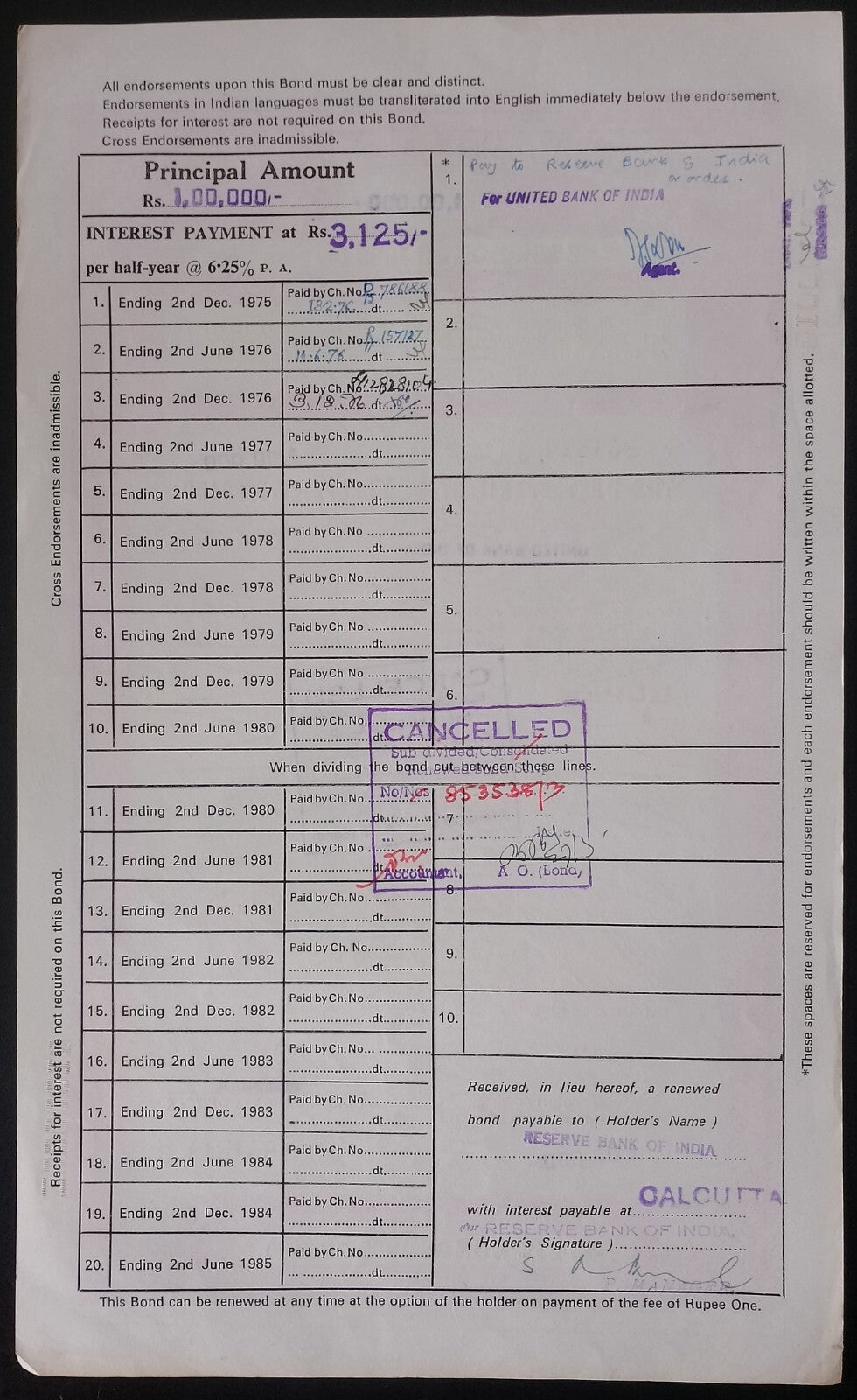 India West Bengal State Electricity Board 1984-8 BONDS upto 100000 (11)