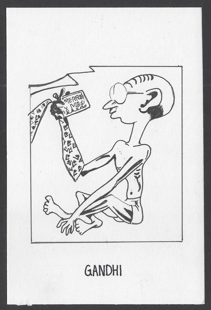India Gandhi hand drawn postcard GANDHI