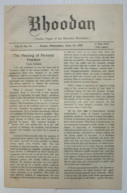 BHOODAN Weekly of the Bhoodan Movement India 1957 issues (27)
