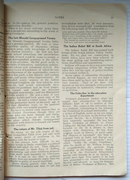 India THE MODERN REVIEW July 1914 Gandhi South Africa Commission 112pgs