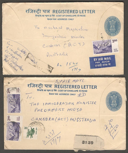 (AOP) India uprated registered envelopes to Australia (29)