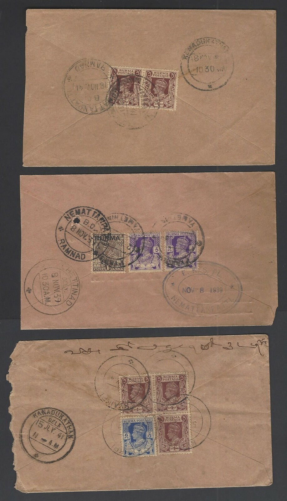 Burma WW2 1939-41 censored covers to India (3)