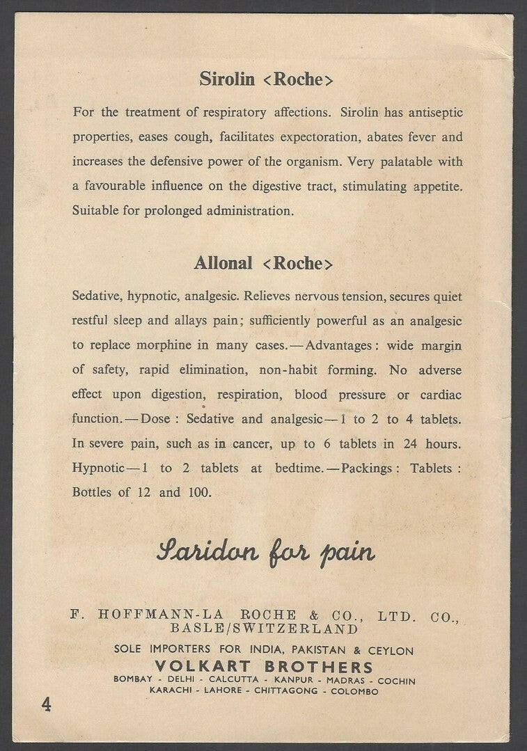 India 1950s-60s advertisement folder of ROCHE with Swiss Costumes