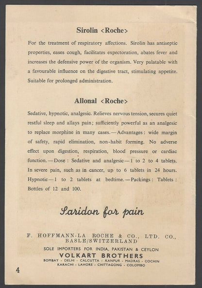 India 1950s-60s advertisement folder of ROCHE with Swiss Costumes