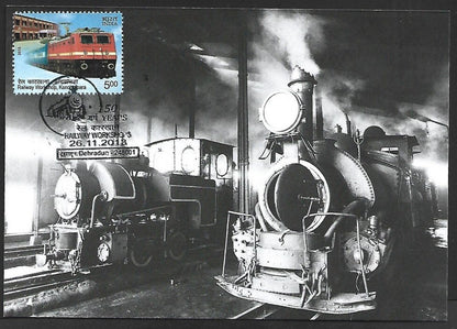 India 2013 50 Year of Railway Worshops maxi card Baby Sivok and the 804 B