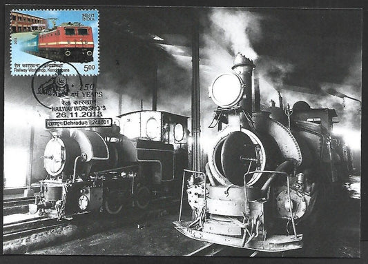 India 2013 50 Year of Railway Worshops maxi card Baby Sivok and the 804 B