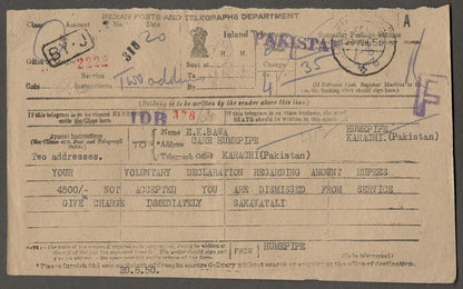 India collection of telegrams with mainly KGVI postage stamps (9)