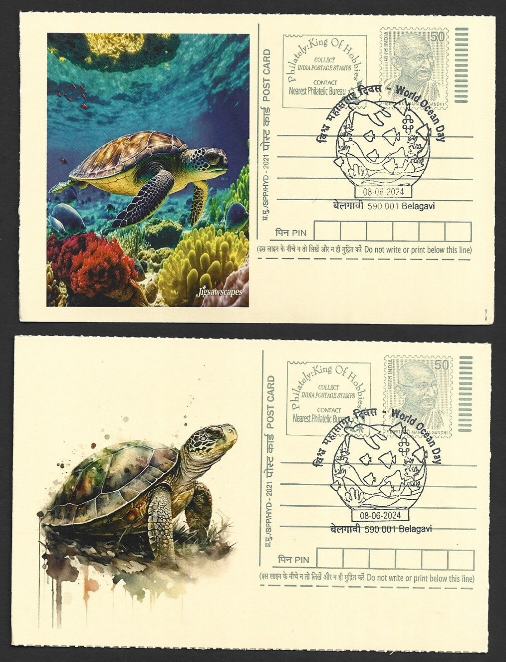 India 2024 World Ocean Day cards TORTOISE (11)