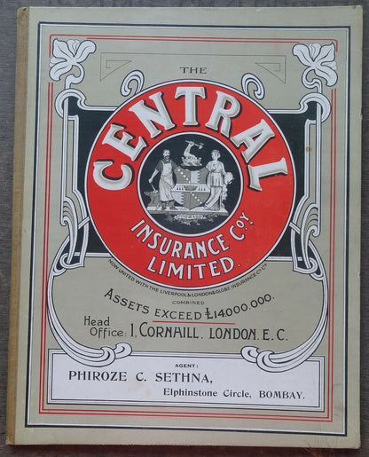 India 1916 blotter book with calendar Central Insurance