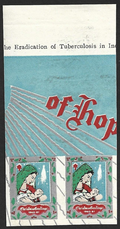 (AOP) India 1960-61 TB seal IMPERF PAIR MNH