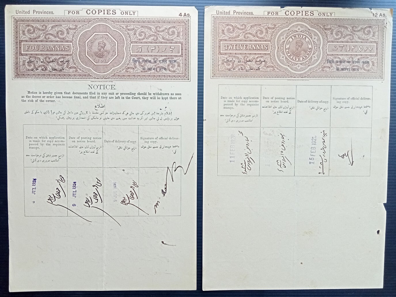 (AOP) India accumulation of mainly QV - KGV stamp papers (87 items)