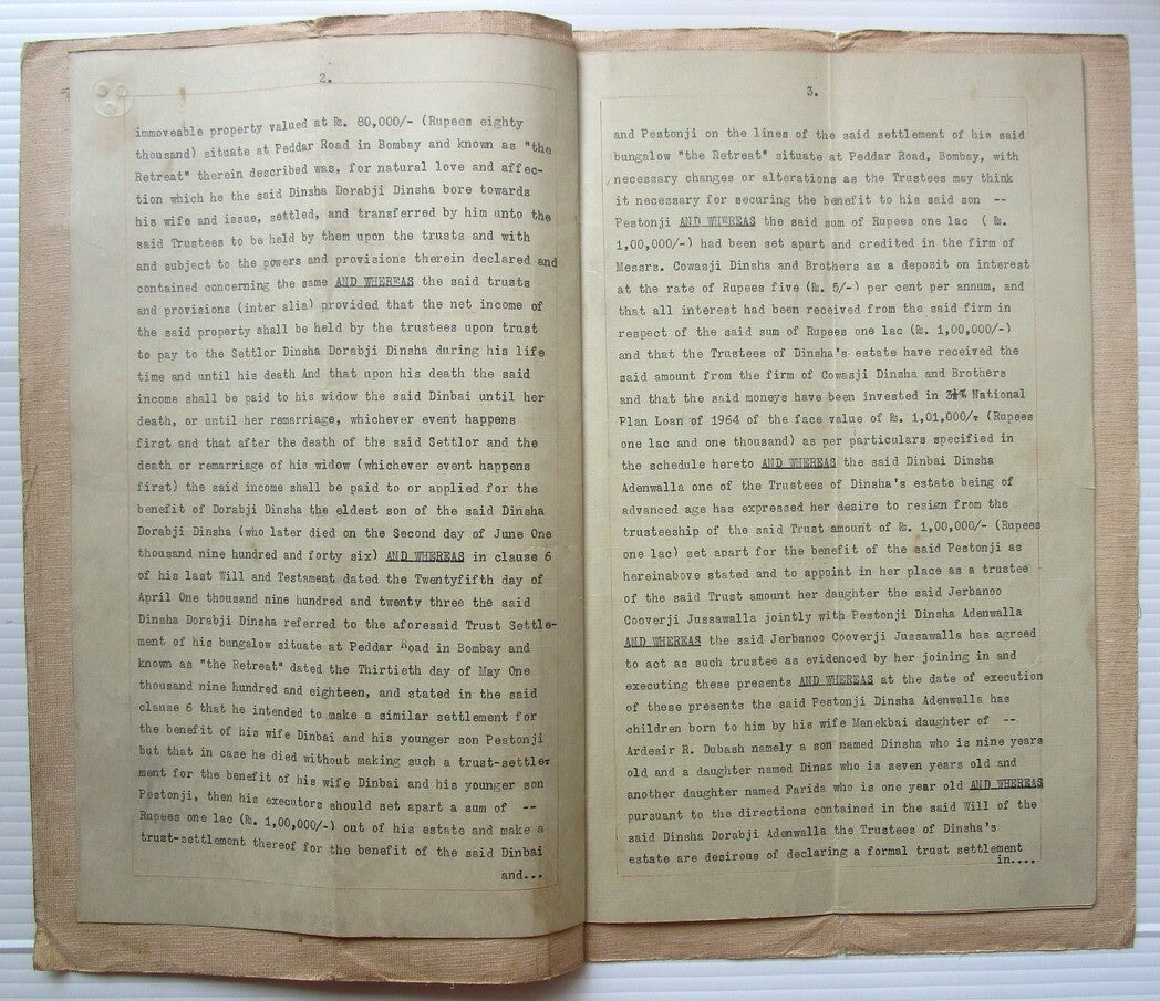 India 1955 Declaration of Trust document with Special Adhesive KGVI 30R